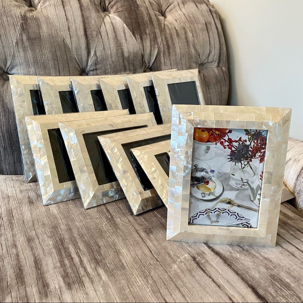 Mother of Pearl Beveled Picture Frames. Set of 10. New.
